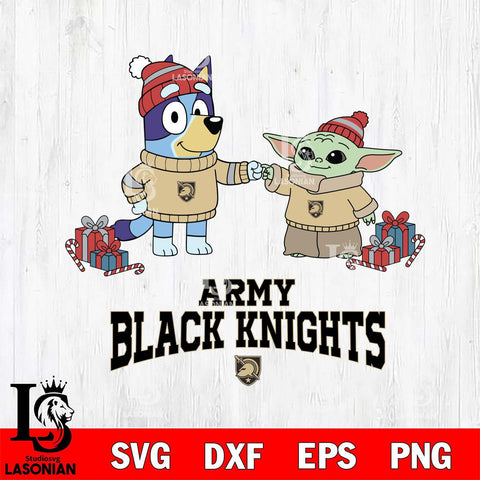 Army Black Knights Bluey With Yoda Christmas File Cut, NCAA SVG DXF EPS PNG FILE, Digital Download,Instant Download, Silhouette