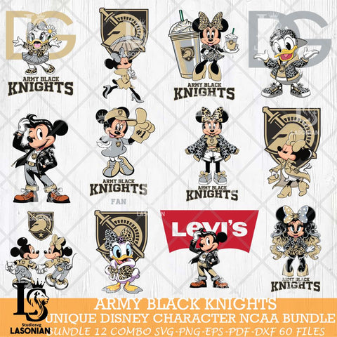 Army Black Knights Disney character NCAA Bundle 12 Svg Eps Dxf Png File, Digital Download, Instant Download