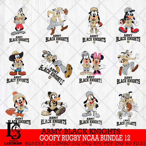 Army Black Knights Goofy Rugby Disney NCAA Bundle 12 SVG DXF EPS PNG FILE,NCAA bundle svg ,Football Digital Download,Instant Download, Silhouette