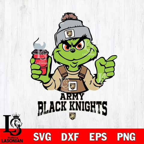 Army Black Knights Grinch with coffee Svg Eps Dxf Png File, Digital Download, Instant Download