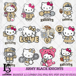 Army Black Knights Hello Kitty Bundle 12 SVG Svg Eps Dxf Png File, Digital Download, Instant Download