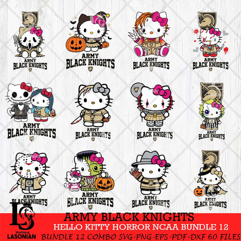 Army Black Knights Hello Kitty Horror NCAA Bundle 12 SVG Svg Eps Dxf Png File, Digital Download