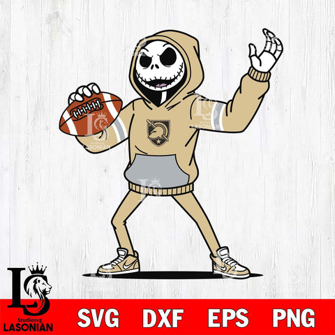 Army Black Knights Jack Skellington Football Christmas File Cut, NCAA SVG DXF EPS PNG FILE, Digital Download , Criucut , Silhouette