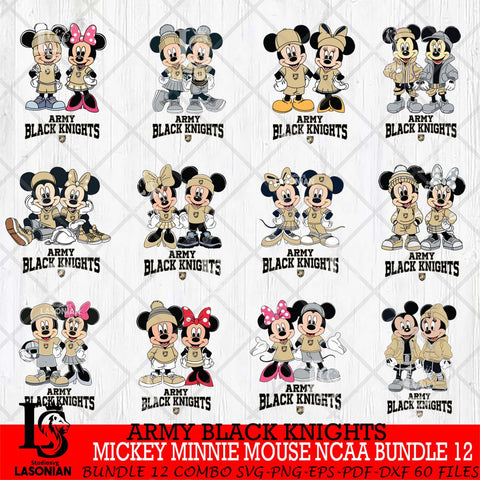Army Black Knights Mickey Minnie Mouse NCAA Bundle 12 Svg Eps Dxf Png File, Bundle NCAA svg , File Cut , Digital Download , Instant Download, Cut Svg Files