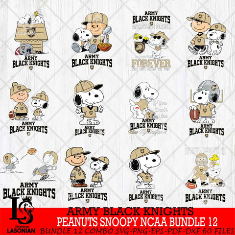 Army Black Knights Peanuts Snoopy Player NCAA Bundle 12 SVG DXF EPS PNG FILE,Snoopy File Cut, bundle NCAA Digital Download,Instant Download, Silhouette