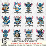Army Black Knights Stitch Horror Bundle 12 SVG Svg Eps Dxf Png File, NCAA svg, Digital Download, Instant Download