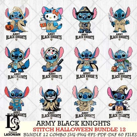 Army Black Knights Stitch Horror Bundle 12 SVG Svg Eps Dxf Png File, NCAA svg, Digital Download, Instant Download