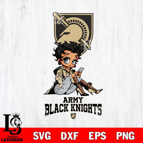 Army Black Knights Style Black Fan Girl Betty Boop, Svg Eps Dxf Png File, Digital Download