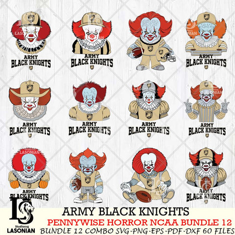 Army Black Knights  Pennywise Horror NCAA Bundle 12 SVG Svg Eps Dxf Png File, Digital Download