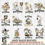 Army Black Knights  Snoopy NCAA Bundle 12 SVG Svg Eps Dxf Png File, Digital Download