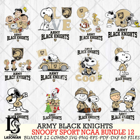 Army Black Knights  Snoopy NCAA Bundle 12 SVG Svg Eps Dxf Png File, Digital Download