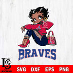 Atlanta Braves Betty Boop Black Fan Girl Svg Eps Dxf Png File, Digital Download, Instant Download