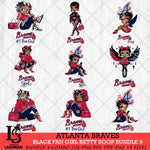 Atlanta Braves Black Fan Girl Betty Boop Bundle 9, Svg Eps Dxf Png File, Digital Download