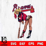 Atlanta Braves Black Fan Girl Harley Quinn MLB Svg Eps Dxf Png File, Digital Download, Instant Download