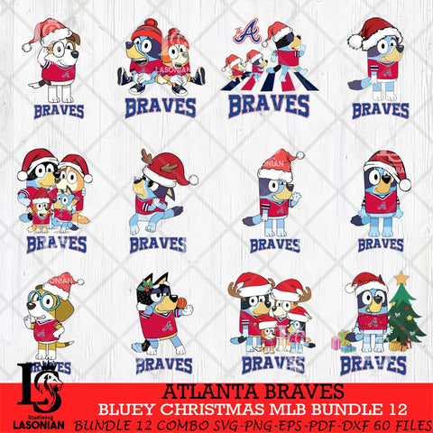 Atlanta Braves Bluey Christmas MLB Bundle 12 file Cricut , Bluey Cricut , Christmas Svg , Bluey svg , Digital Download, dxf eps png pdf file