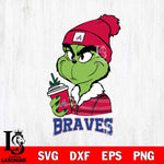 Atlanta Braves Boujee Grinch Christmas Cut Files Cricut, Svg Dxf Eps Png file , Silhouette