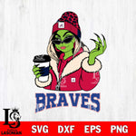 Atlanta Braves Boujee Grinch Girls Christmas Cut Files Cricut, Svg Dxf Eps Png file , Silhouette