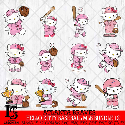 Atlanta Braves Hello Kitty Player Baseball MLB Bundle 12 SVG DXF EPS PNG FILE, MLB Bundle File Cut,Hello Kitty Digital Download,Instant Download, Silhouette