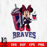 Atlanta Braves Minnie Mouse Fan And Coffee Svg Eps Dxf Png File, Digital Download, Instant Download