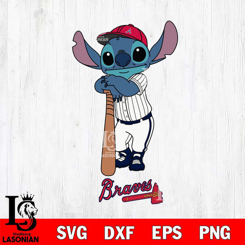Atlanta Braves Stitch Baseball bat SVG DXF EPS PNG FILE, MLB File Cut, Digital Download,Instant Download, Silhouette, Stitch Cricut