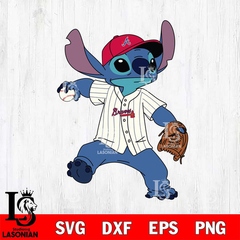 Atlanta Braves Stitch throwing a baseball SVG DXF EPS PNG FILE, MLB File Cut, Digital Download,Instant Download, Silhouette, Stitch Cricut