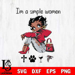 Atlanta Falcons Betty Boop Black Fan I Am Simple Women Svg Eps Dxf Png File, Digital Download