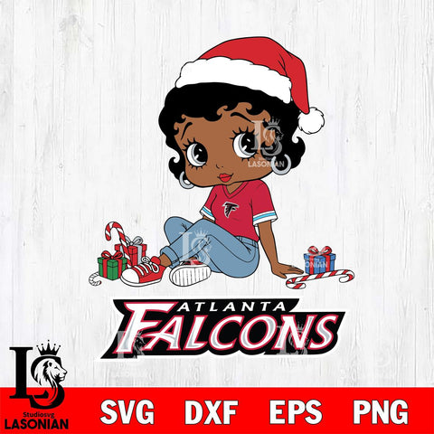 Atlanta Falcons Betty Boop Christmas File Cut, NFL SVG DXF EPS PNG PDF File, Digital Download , Criucut , Silhouette