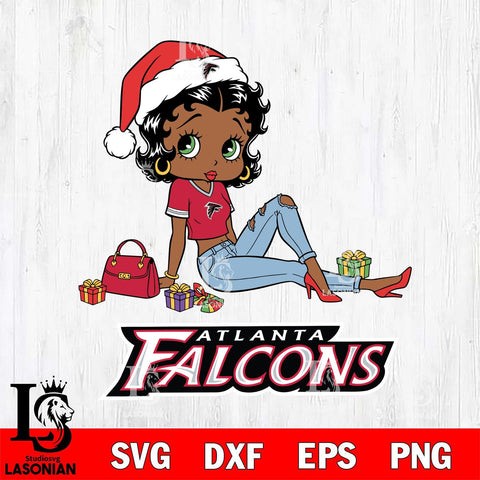 Atlanta Falcons Betty Boop Christmas Packing File Cut, NFL SVG DXF EPS PNG PDF File, Digital Download , Criucut , Silhouette