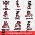 Atlanta Falcons Black Fan Girl Betty Boop Bundle 9 Svg Eps Dxf Png File, Digital Download, Instant Download