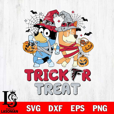 Atlanta Falcons Bluey Trick or Treat Halloween 2 Svg Eps Dxf Png File, Digital Download, Instant Download