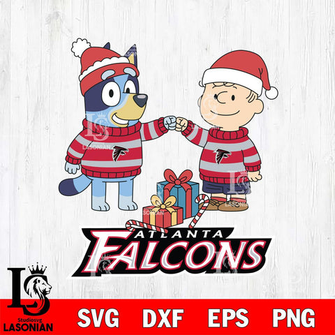 Atlanta Falcons Bluey With Charlie Brown Christmas Cricut,Christmas SVG DXF EPS PNG FILE, Digital Download,Instant Download, Silhouette