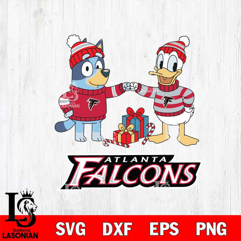 Atlanta Falcons Bluey With Donald Duck Christmas Cricut,Christmas SVG DXF EPS PNG FILE, Digital Download,Instant Download, Silhouette