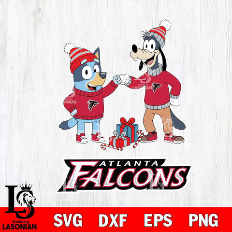 Atlanta Falcons Bluey With Goofy Christmas Cricut,Christmas SVG DXF EPS PNG FILE, Digital Download,Instant Download, Silhouette