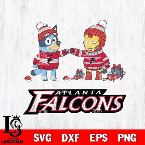 Atlanta Falcons Bluey With Iron man Christmas Cricut,Christmas SVG DXF EPS PNG FILE, Digital Download,Instant Download, Silhouette