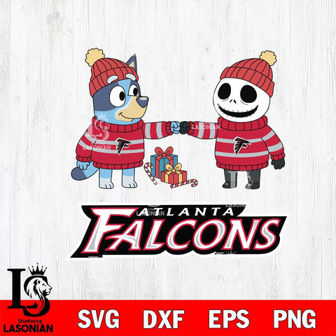 Atlanta Falcons Bluey With Jack Skellington Christmas Cricut,Christmas SVG DXF EPS PNG FILE, Digital Download,Instant Download, Silhouette