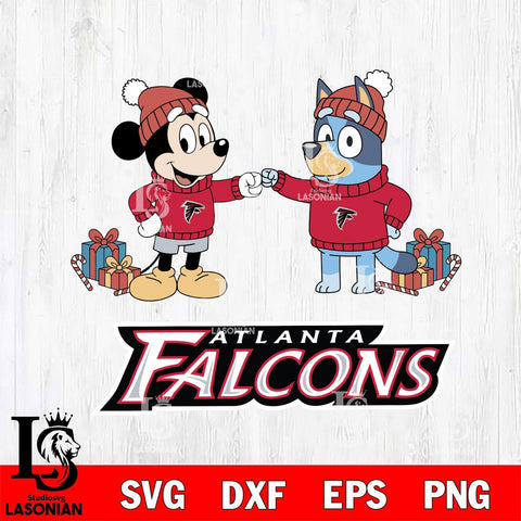 Atlanta Falcons Bluey With Mickey Christmas Cricut,Christmas SVG DXF EPS PNG FILE, Digital Download,Instant Download, Silhouette