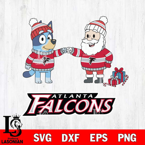 Atlanta Falcons Bluey With Satan Christmas Cricut,Christmas SVG DXF EPS PNG FILE, Digital Download,Instant Download, Silhouette