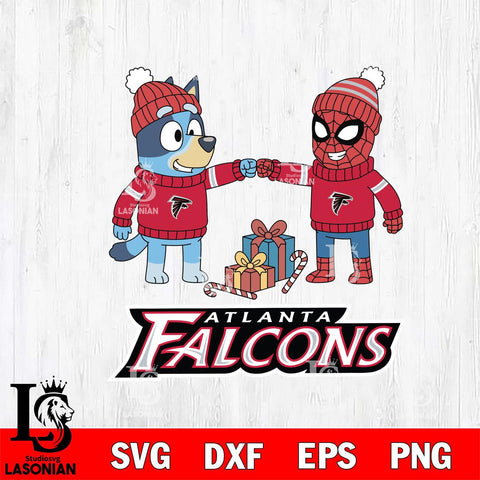 Atlanta Falcons Bluey With Spider man Christmas Cricut,Christmas SVG DXF EPS PNG FILE, Digital Download,Instant Download, Silhouette