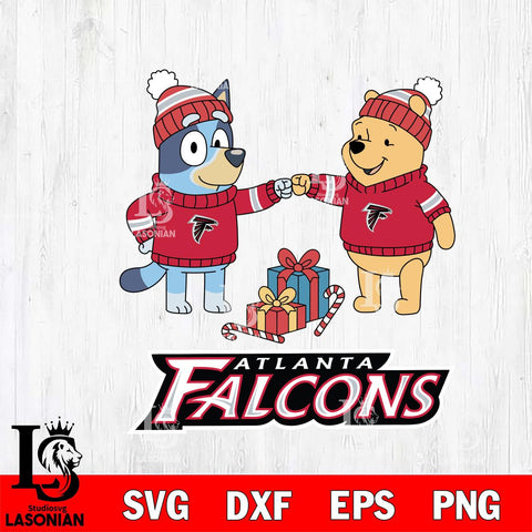 Atlanta Falcons Bluey With Winnie The Pooh Christmas Cricut,Christmas SVG DXF EPS PNG FILE, Digital Download,Instant Download, Silhouette