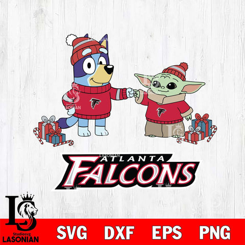 Atlanta Falcons Bluey With Yoda Christmas Cricut,Christmas SVG DXF EPS PNG FILE, Digital Download,Instant Download, Silhouette