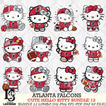Atlanta Falcons Cute Hello Kitty NFL Bundle 12 SVG Svg Eps Dxf Png File, NFL svg, Digital Download, Instant Download