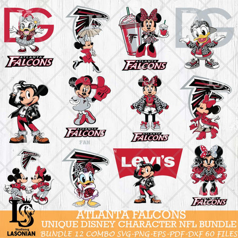 Atlanta Falcons Disney Characters NFL Bundle 12 Svg Eps Dxf Png File, Digital Download, Instant Download