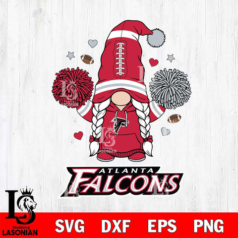 Atlanta Falcons Gnome cheerleader File Cut, NFL SVG, Digital Download , CHRISTMAS Criucut , Silhouette