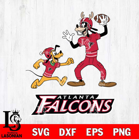Atlanta Falcons Goofy & Pluto Football Cricut,Christmas SVG DXF EPS PNG FILE, Digital Download,Instant Download, Silhouette