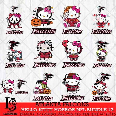 Atlanta Falcons Hello Kitty Horror NFL Bundle 12 SVG Eps Dxf Png File, NFL svg, Digital Download, Instant Download