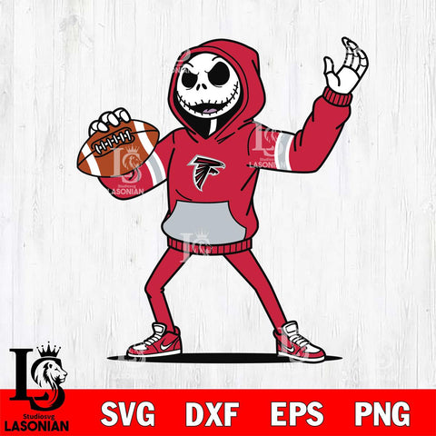 Atlanta Falcons Jack Skellington Football Christmas File Cut, NFL SVG DXF EPS PNG FILE, Digital Download , Criucut , Silhouette