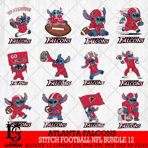 Atlanta Falcons Lilo and stitch Football NFL Bundle 12 SVG DXF EPS PNG FILE, NFL File Cut, Digital Download,Instant Download, Silhouette, Cricut