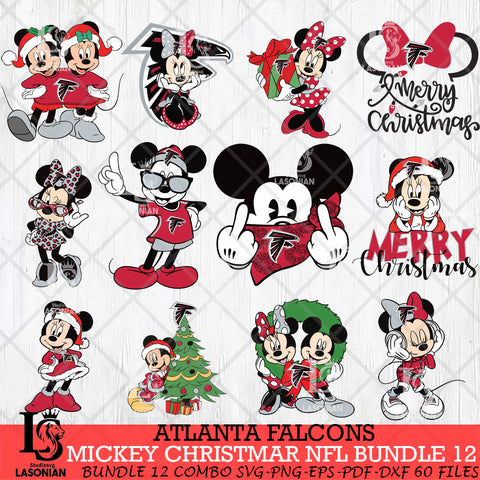 Atlanta Falcons MICKEY CHRISTMAS NFL Bundle 12 Svg Eps Dxf Png File, Digital Download, Instant Download