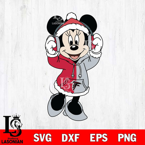 Atlanta Falcons Minnie Mouse Disney Football Christmas File Cut, NFL SVG DXF EPS PNG FILE, Digital Download , Criucut , Silhouette