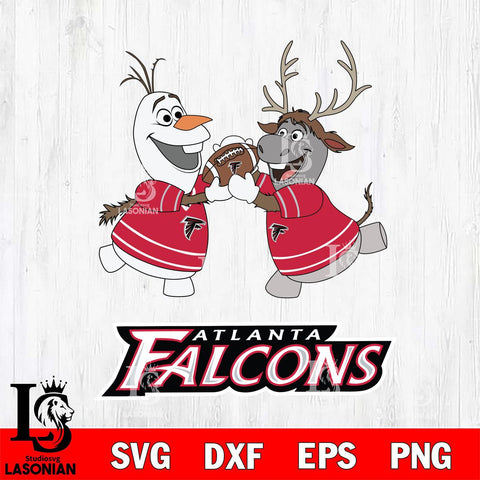 Atlanta Falcons Olaf & Sven Football Cricut,Christmas SVG DXF EPS PNG FILE, Digital Download,Instant Download, Silhouette